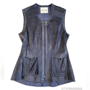 Illia Suede Leather Zip-up Western Vest Top